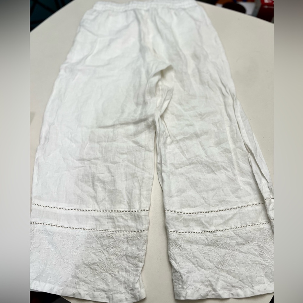 Sigrid Olsen size medium White Linen eyelet  Pants